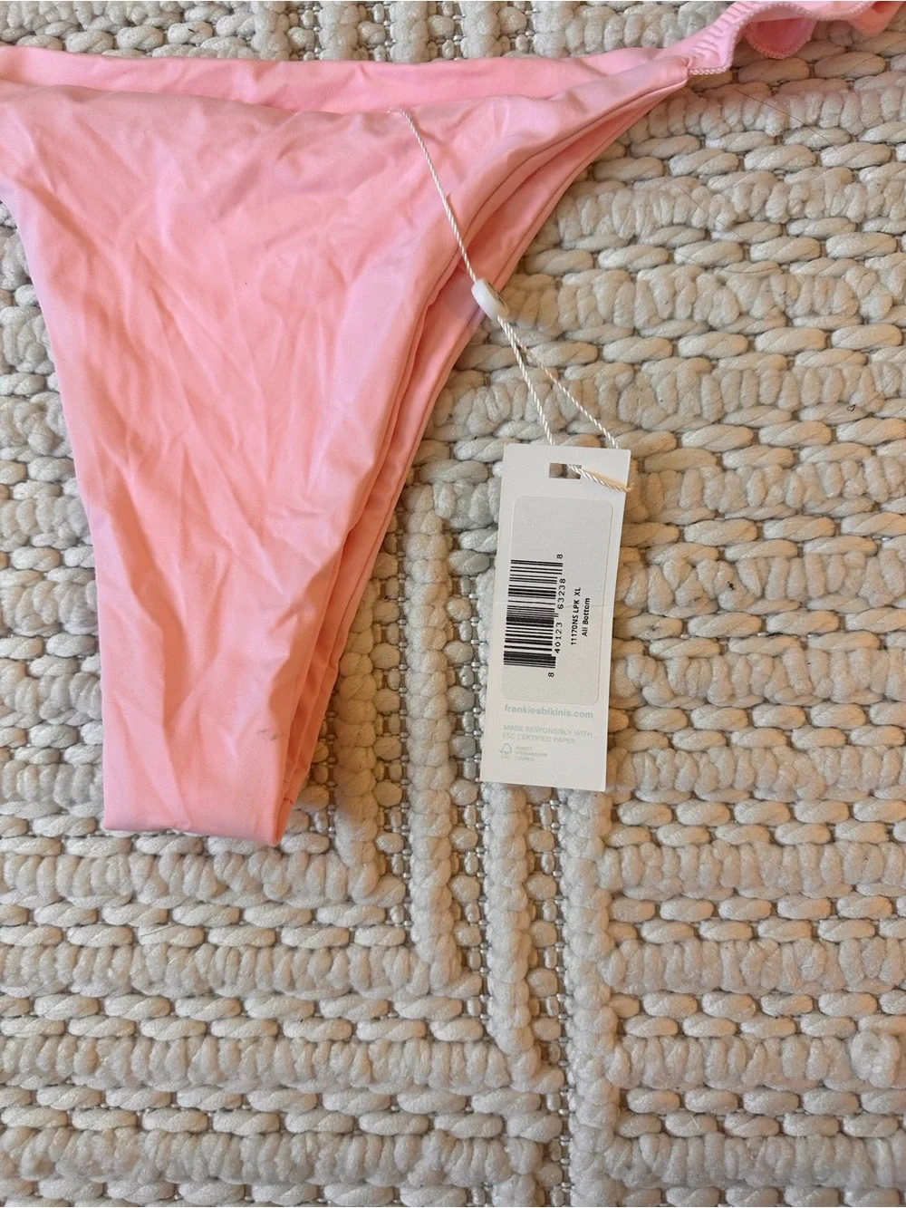 Frankie's Bikinis Pink Ruffle Side Brazilian Bikini Bottom